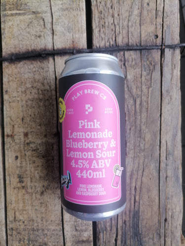 Play Pink Lemonade, Blueberry & Lemon Sour 4.5% (440ml can) - waterintobeer