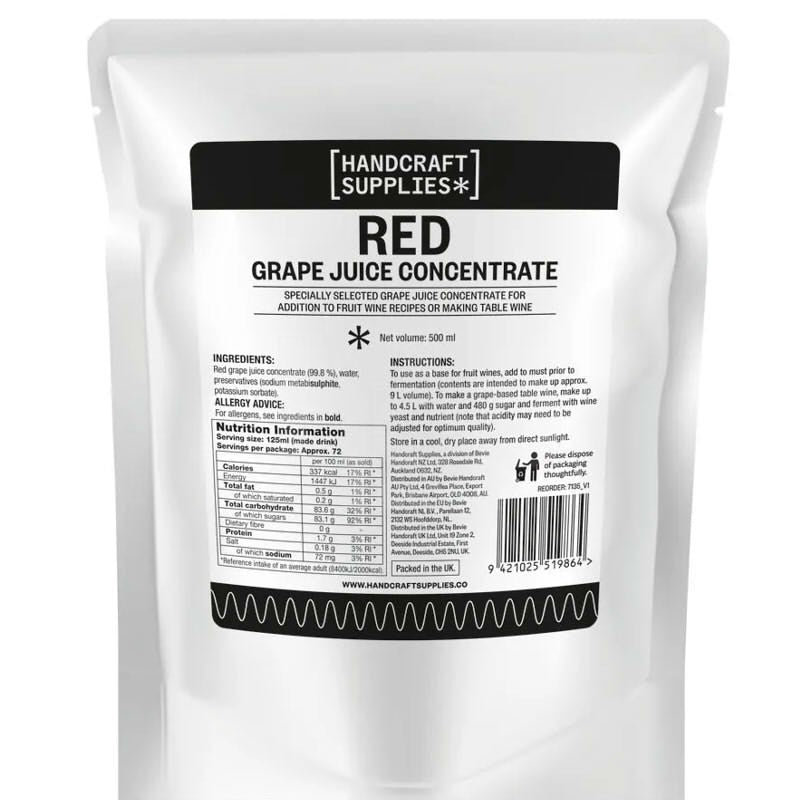 Handcraft Supplies Red Grape Juice Concentrate (500ml)